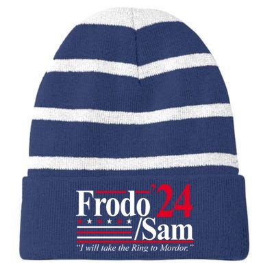 Frodo Sam 2024 I Will Take The Ring To Mordor Striped Beanie with Solid Band