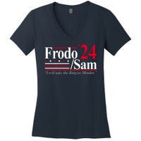 Frodo Sam 2024 I Will Take The Ring To Mordor Women's V-Neck T-Shirt