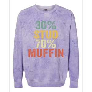 Funny Sarcastic 30% Stud 70% Muffin Retro Dad Father Figure Gift Colorblast Crewneck Sweatshirt