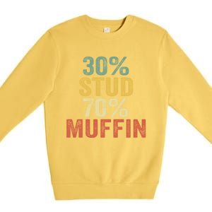 Funny Sarcastic 30% Stud 70% Muffin Retro Dad Father Figure Gift Premium Crewneck Sweatshirt