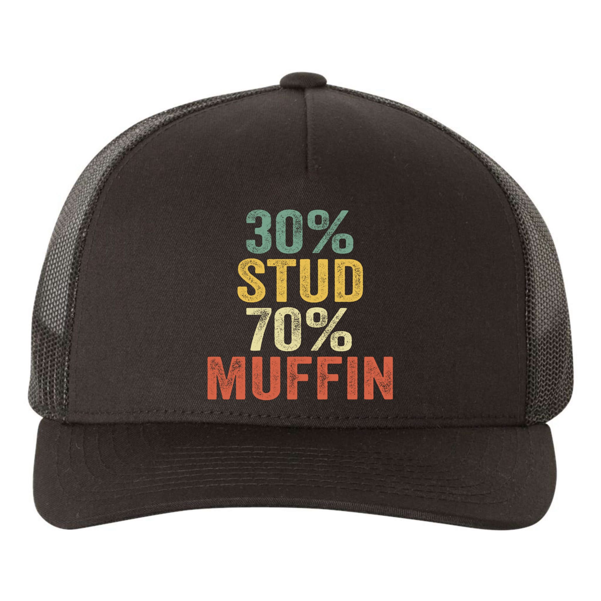 Funny Sarcastic 30% Stud 70% Muffin Retro Dad Father Figure Gift Yupoong Adult 5-Panel Trucker Hat