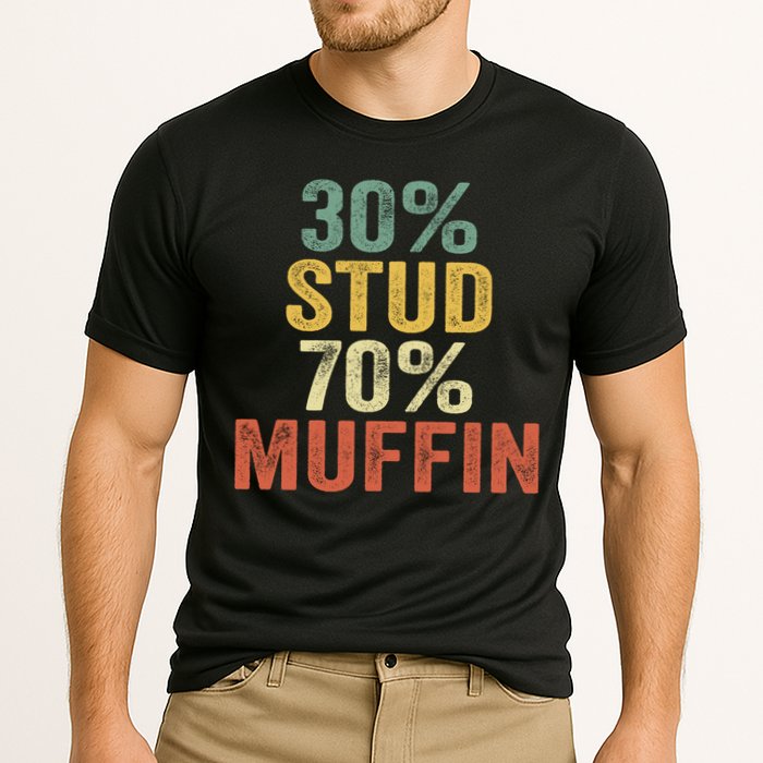 Funny Sarcastic 30% Stud 70% Muffin Retro Dad Father Figure Gift Cooling Performance Crew T-Shirt