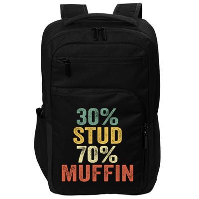 Funny Sarcastic 30% Stud 70% Muffin Retro Dad Father Figure Gift Impact Tech Backpack
