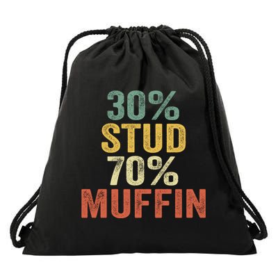 Funny Sarcastic 30% Stud 70% Muffin Retro Dad Father Figure Gift Drawstring Bag