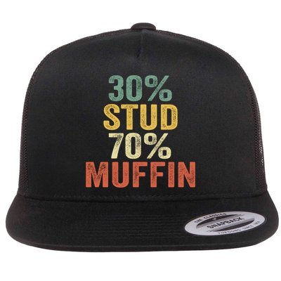 Funny Sarcastic 30% Stud 70% Muffin Retro Dad Father Figure Gift Flatbill Hat