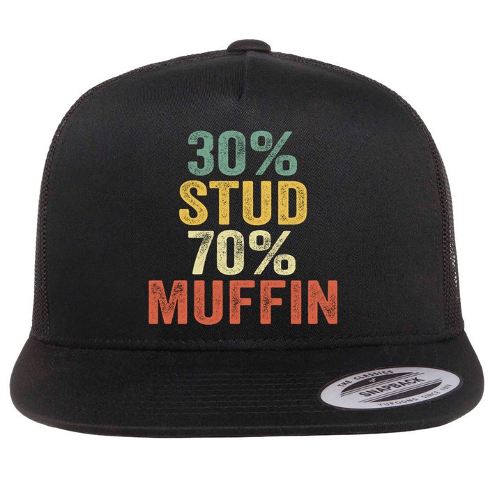 Funny Sarcastic 30% Stud 70% Muffin Retro Dad Father Figure Gift Flat Bill Trucker Hat