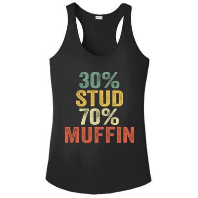 Funny Sarcastic 30% Stud 70% Muffin Retro Dad Father Figure Gift Ladies PosiCharge Competitor Racerback Tank
