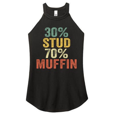 Funny Sarcastic 30% Stud 70% Muffin Retro Dad Father Figure Gift Women's Perfect Tri Rocker Tank