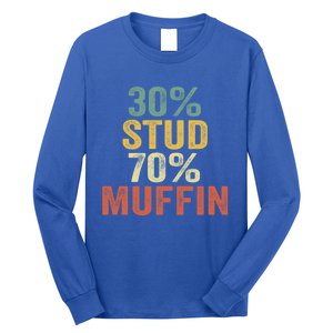 Funny Sarcastic 30% Stud 70% Muffin Retro Dad Father Figure Gift Long Sleeve Shirt