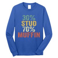 Funny Sarcastic 30% Stud 70% Muffin Retro Dad Father Figure Gift Long Sleeve Shirt