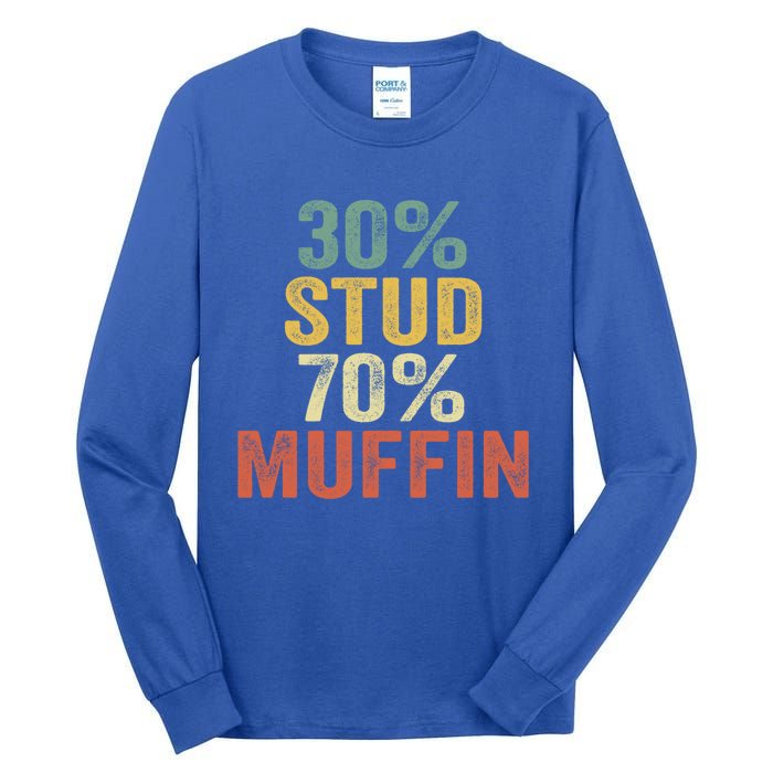 Funny Sarcastic 30% Stud 70% Muffin Retro Dad Father Figure Gift Tall Long Sleeve T-Shirt