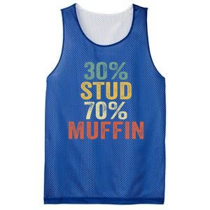 Funny Sarcastic 30% Stud 70% Muffin Retro Dad Father Figure Gift Mesh Reversible Basketball Jersey Tank