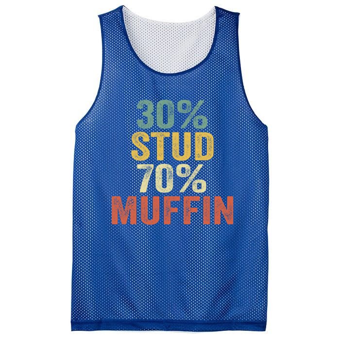 Funny Sarcastic 30% Stud 70% Muffin Retro Dad Father Figure Gift Mesh Reversible Basketball Jersey Tank