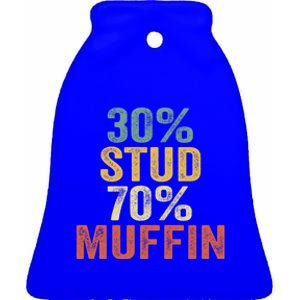 Funny Sarcastic 30% Stud 70% Muffin Retro Dad Father Figure Gift Ceramic Bell Ornament