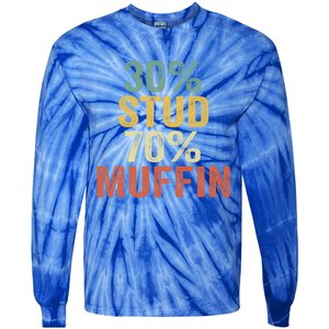 Funny Sarcastic 30% Stud 70% Muffin Retro Dad Father Figure Gift Tie-Dye Long Sleeve Shirt