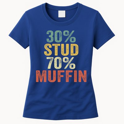 Funny Sarcastic 30% Stud 70% Muffin Retro Dad Father Figure Gift Womens T-Shirt