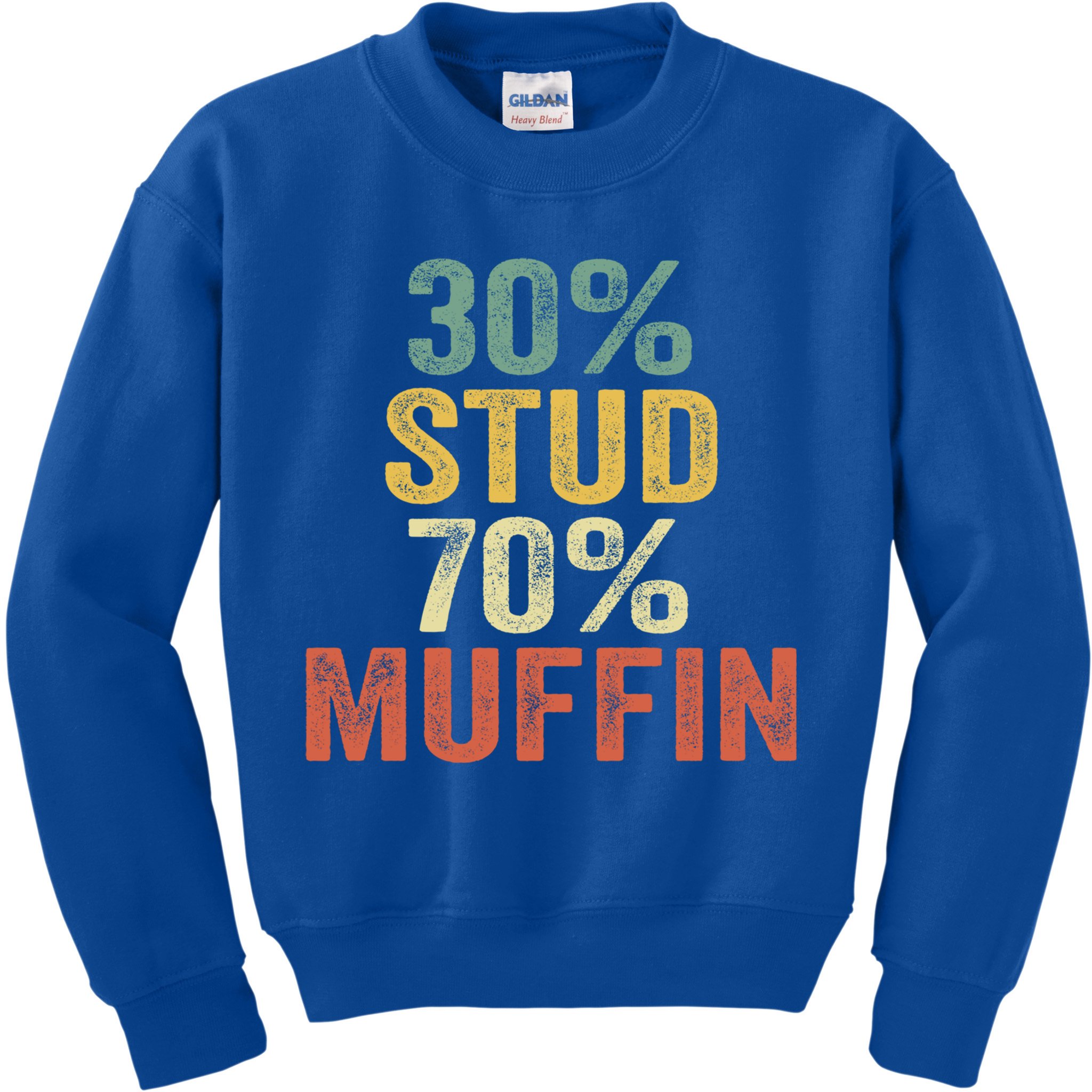 Funny Sarcastic 30% Stud 70% Muffin Retro Dad Father Figure Gift Kids Sweatshirt