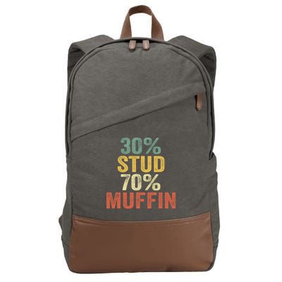 Funny Sarcastic 30% Stud 70% Muffin Retro Dad Father Figure Gift Cotton Canvas Backpack