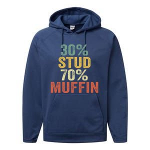 Funny Sarcastic 30% Stud 70% Muffin Retro Dad Father Figure Gift Performance Fleece Hoodie