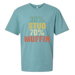 Funny Sarcastic 30% Stud 70% Muffin Retro Dad Father Figure Gift Sueded Cloud Jersey T-Shirt