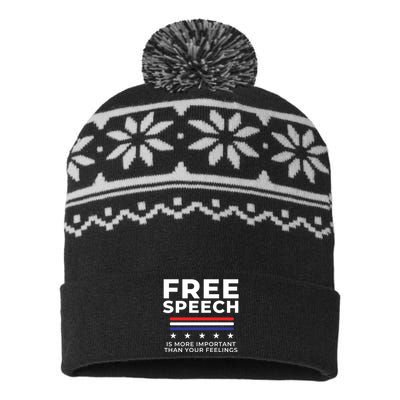 Free Speech Anti Cancel Culture USA-Made Snowflake Beanie