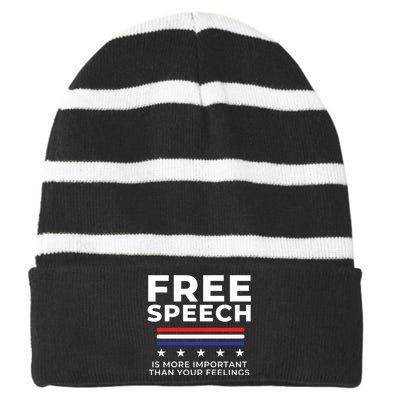 Free Speech Anti Cancel Culture Striped Beanie with Solid Band