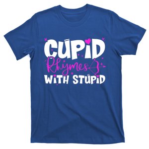 Funny Single Anti Valentine Humor Cupid Rhymes With Stupid Great Gift T-Shirt