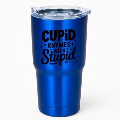 Funny Single Anti Valentine Humor Cupid Rhymes With Stupid Gift Tumbler
