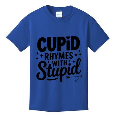 Funny Single Anti Valentine Humor Cupid Rhymes With Stupid Gift Kids T-Shirt