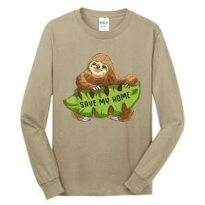 Funny Sloth Arbor Day Deforestation Earth Day Women Tall Long Sleeve T-Shirt