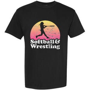 Funny Softball and Wrestling  or Girls Wrestler  Garment-Dyed Heavyweight T-Shirt