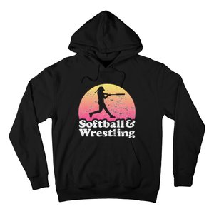 Funny Softball and Wrestling  or Girls Wrestler  Hoodie