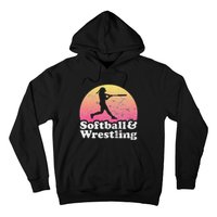 Funny Softball and Wrestling  or Girls Wrestler  Hoodie