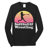 Funny Softball and Wrestling  or Girls Wrestler  Long Sleeve Shirt