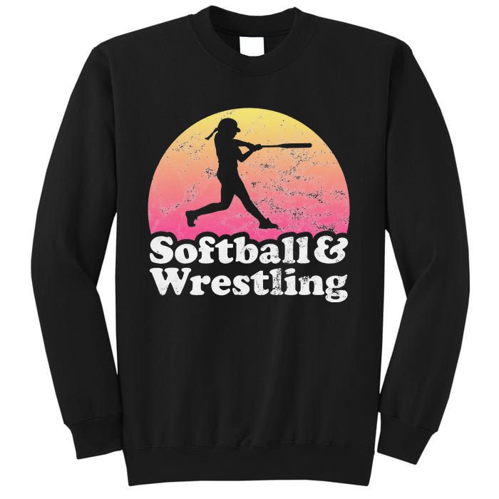 Funny Softball and Wrestling  or Girls Wrestler  Sweatshirt