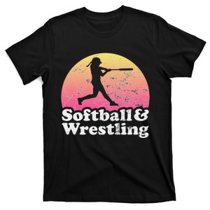 Funny Softball and Wrestling  or Girls Wrestler  T-Shirt