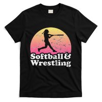 Funny Softball and Wrestling  or Girls Wrestler  T-Shirt