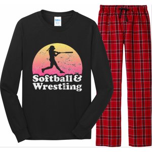 Funny Softball and Wrestling  or Girls Wrestler  Long Sleeve Pajama Set