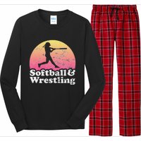 Funny Softball and Wrestling  or Girls Wrestler  Long Sleeve Pajama Set