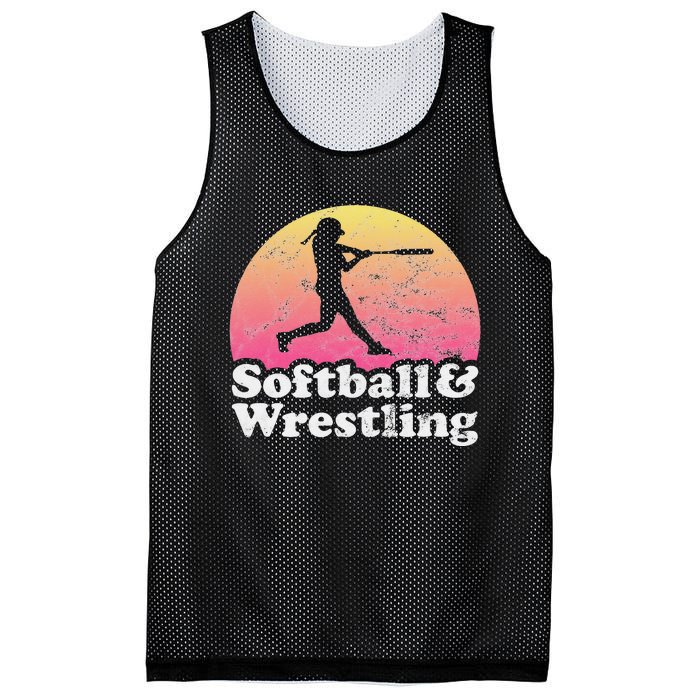 Funny Softball and Wrestling  or Girls Wrestler  Mesh Reversible Basketball Jersey Tank