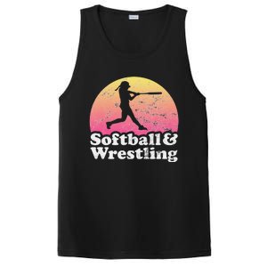 Funny Softball and Wrestling  or Girls Wrestler  PosiCharge Competitor Tank