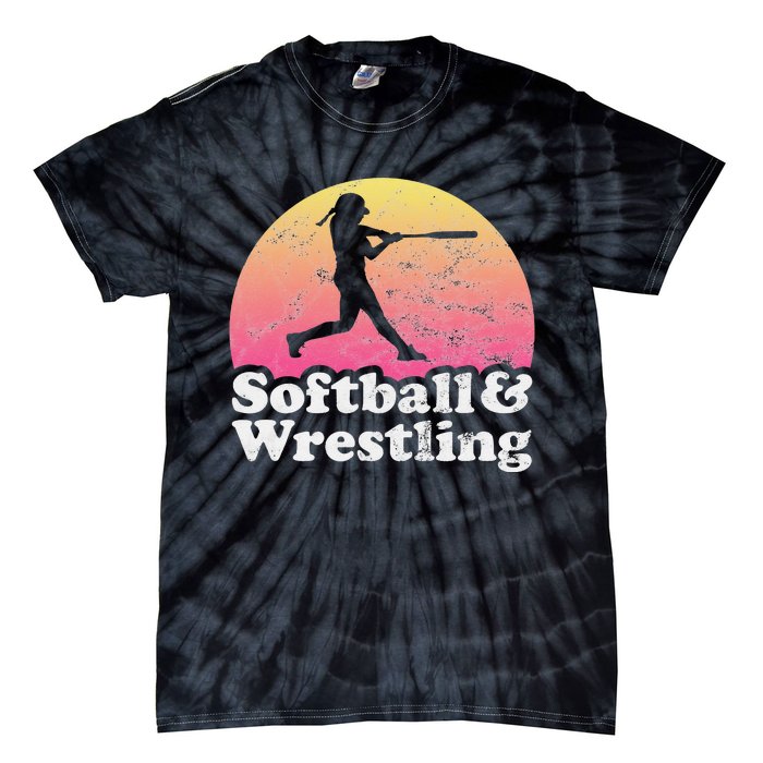 Funny Softball and Wrestling  or Girls Wrestler  Tie-Dye T-Shirt