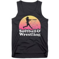 Funny Softball and Wrestling  or Girls Wrestler  Tank Top