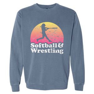 Funny Softball and Wrestling  or Girls Wrestler  Garment-Dyed Sweatshirt