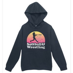 Funny Softball and Wrestling  or Girls Wrestler  Urban Pullover Hoodie