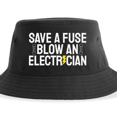 Funny Save A Fuse Blow An Electrician Sustainable Bucket Hat