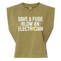Funny Save A Fuse Blow An Electrician Garment-Dyed Women's Muscle Tee