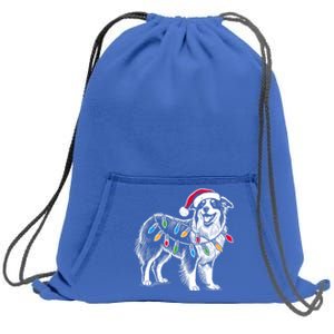 Funny Santa Australian Shepherd Christmas Lights Dog Lover Gift Sweatshirt Cinch Pack Bag