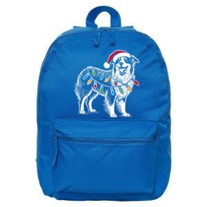 Funny Santa Australian Shepherd Christmas Lights Dog Lover Gift 16 in Basic Backpack