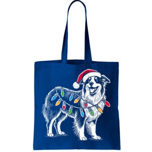 Funny Santa Australian Shepherd Christmas Lights Dog Lover Gift Tote Bag